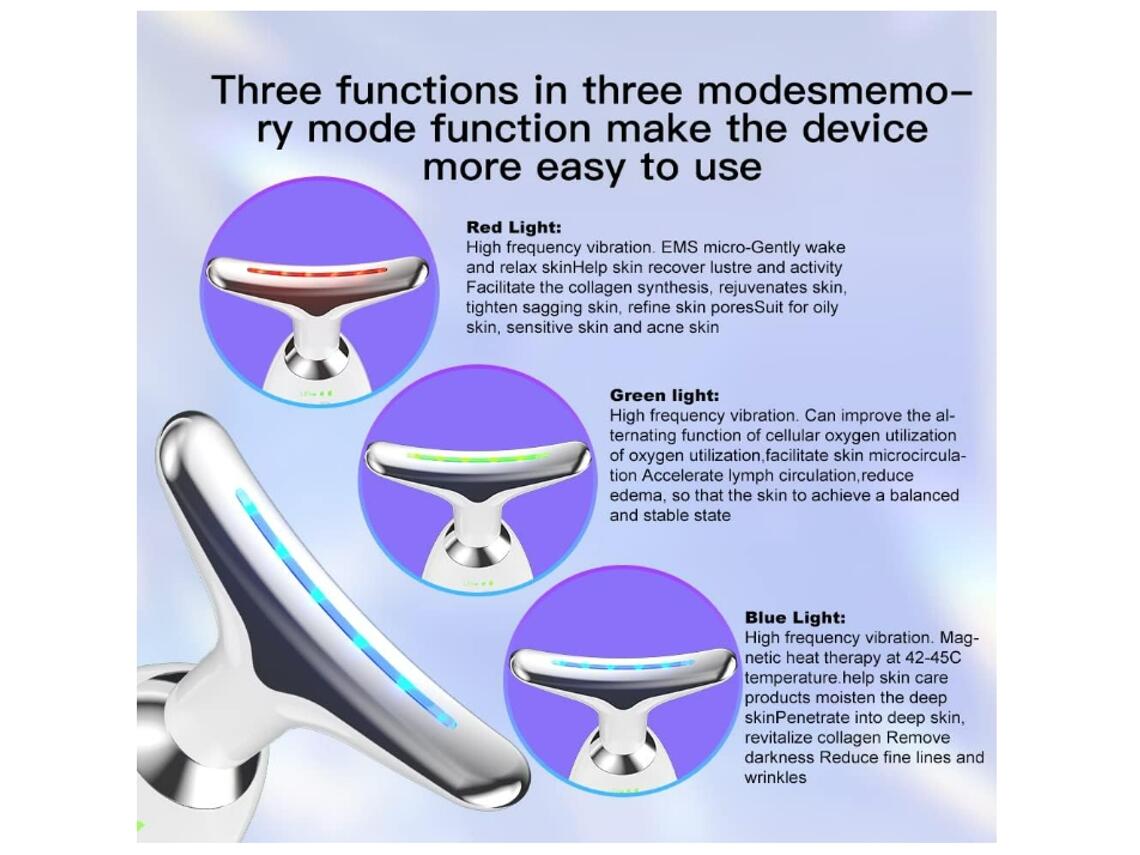 Masajeador facial lifting - Dispositivo Facial de Limpieza con 3 Luces LED