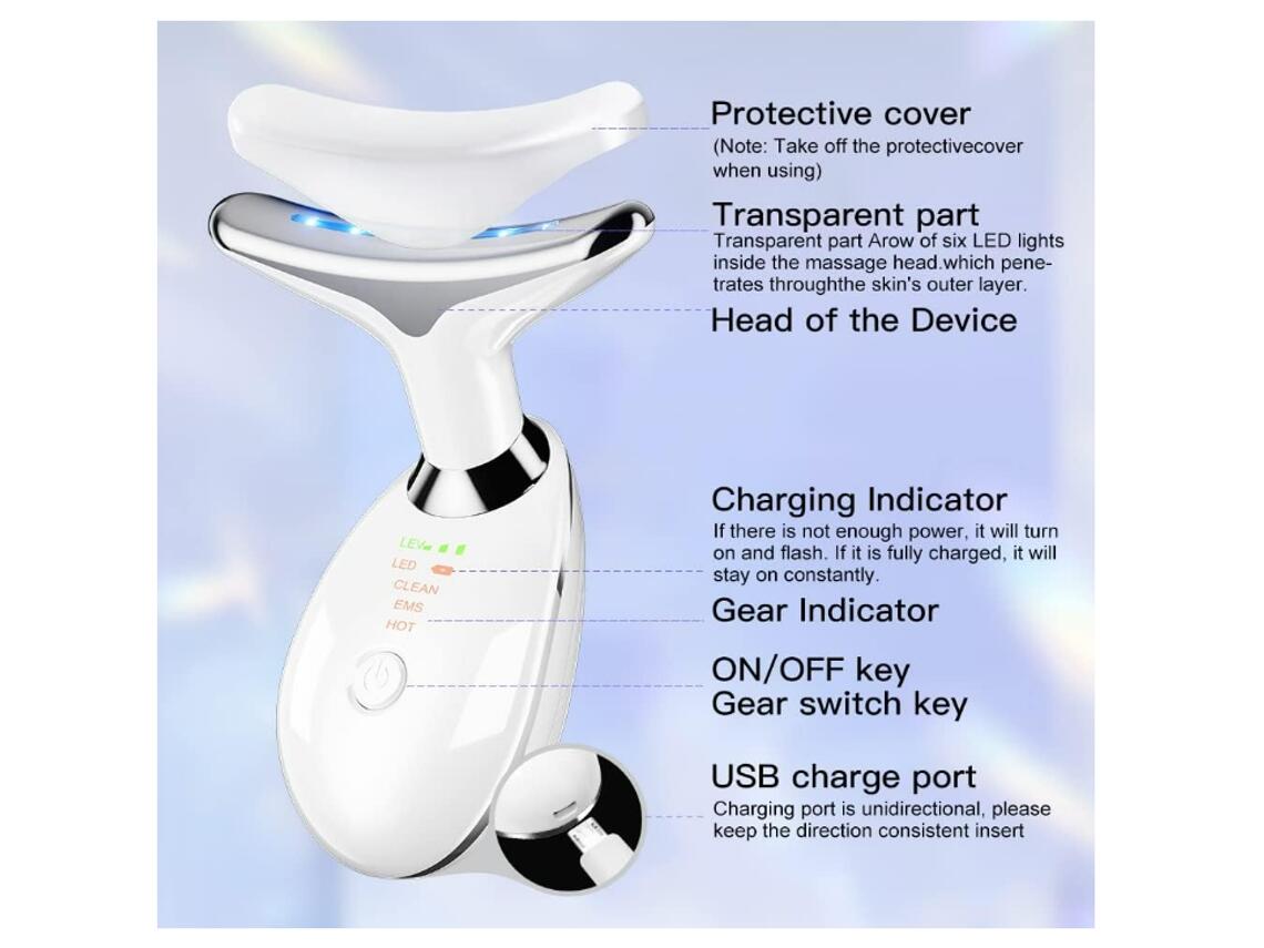 Masajeador facial lifting - Dispositivo Facial de Limpieza con 3 Luces LED